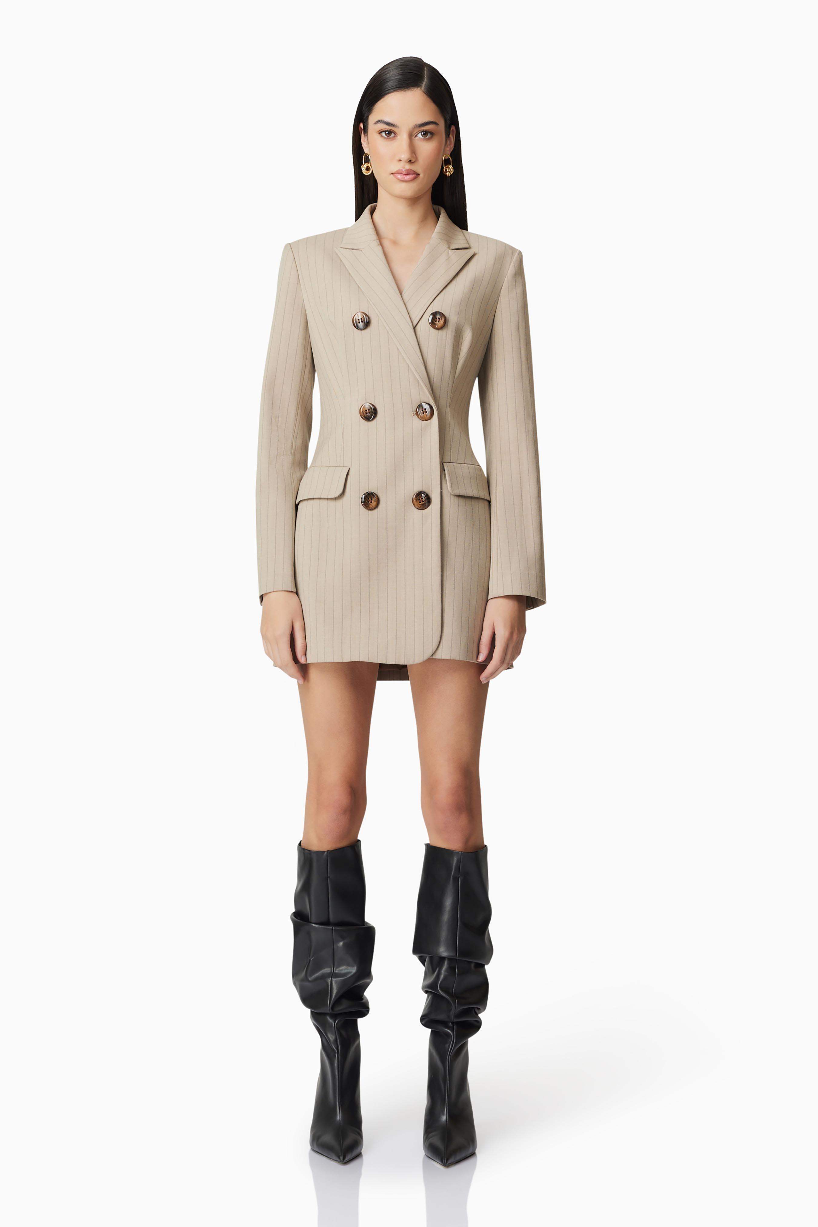 beige blazer dress zara CURAAE in Size:10 (m) PO:ERDEMPS26 Princess Polly Reeva Mini Formal jackets Cut from