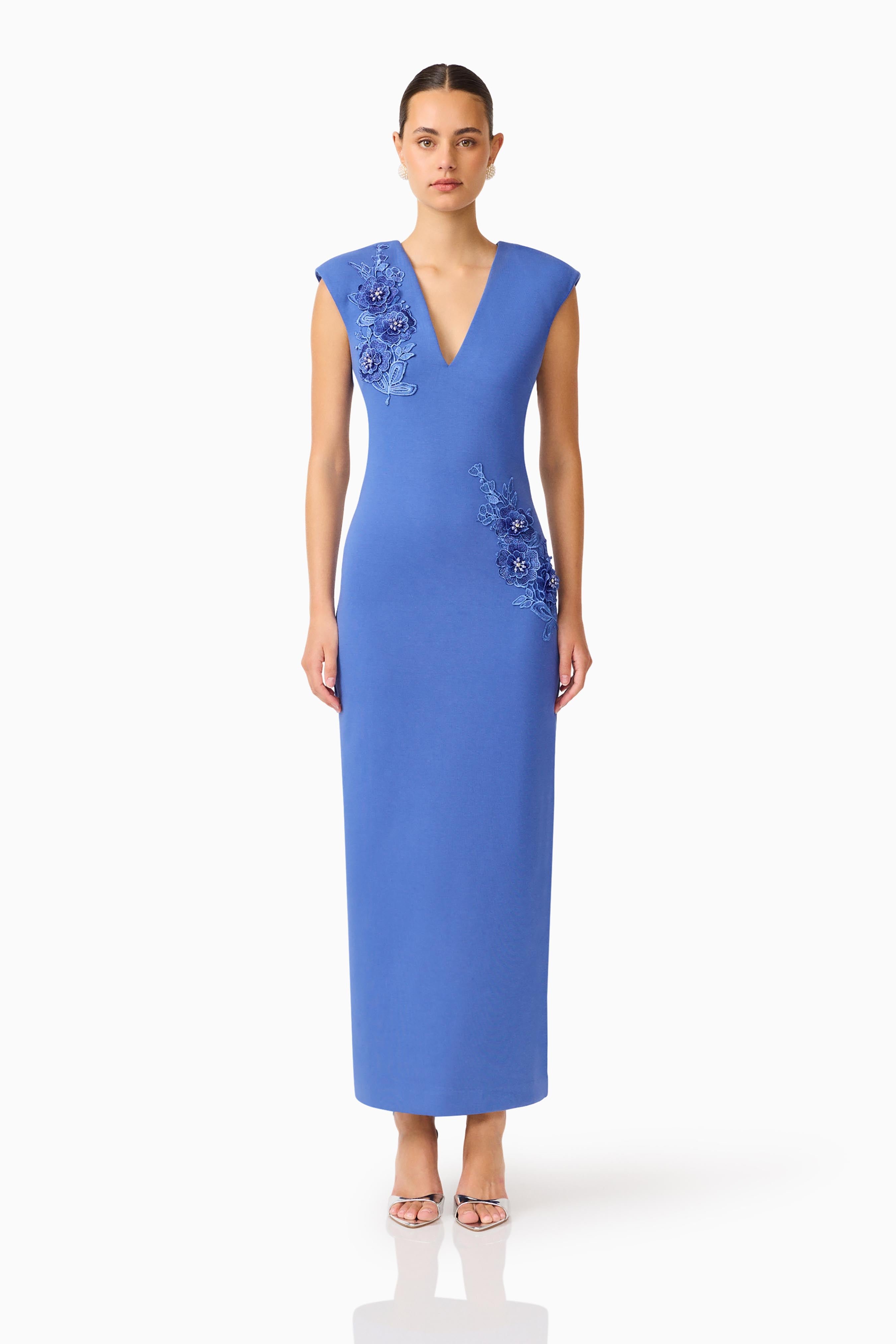cornflower blue dress for wedding Talitha Column Maxi in – Elliatt lightweight navy blue dress Black Masquerade Ball Gown Art is asymmetrical Pre-Order Payment Options:FLEXPAY | Monthly Payments | Free ConUS Shipping