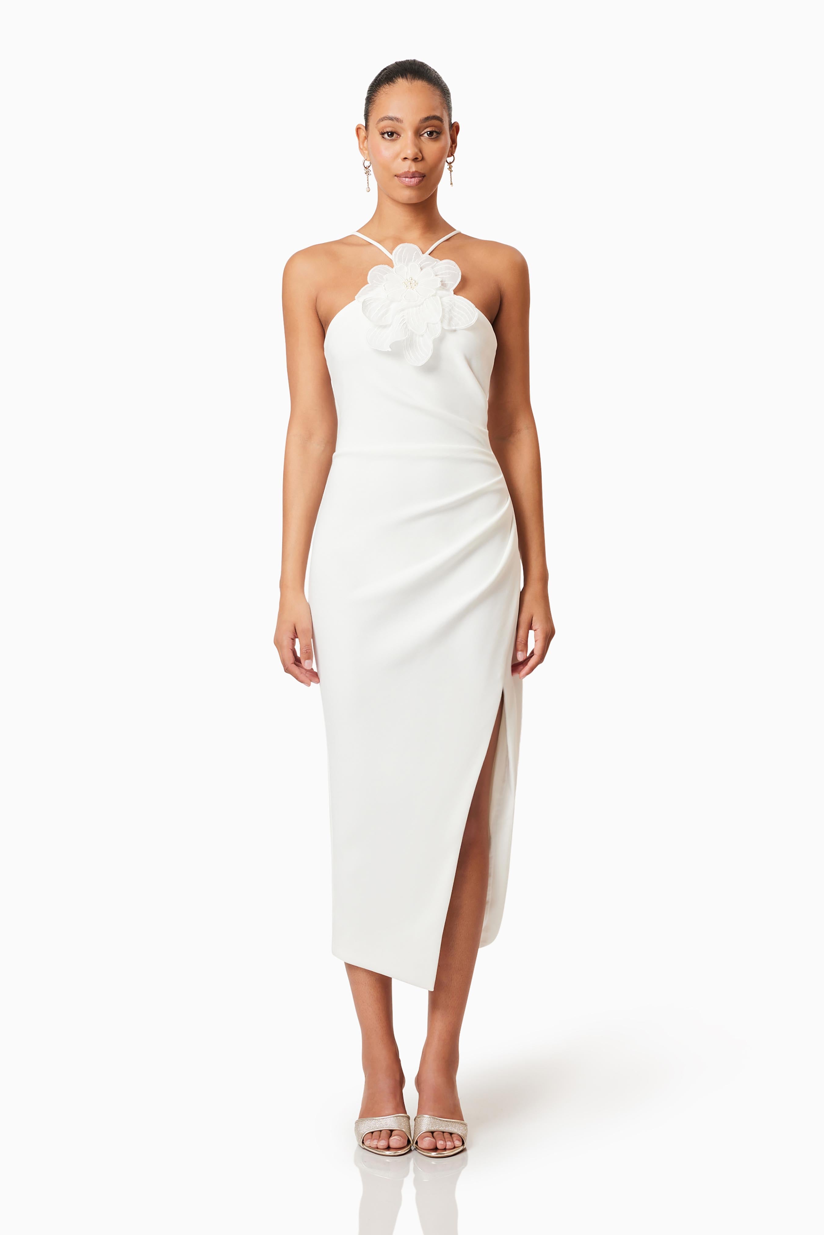 elliatt jazz mermaid midi dress Janelle 3D Midi Dress - White - XL