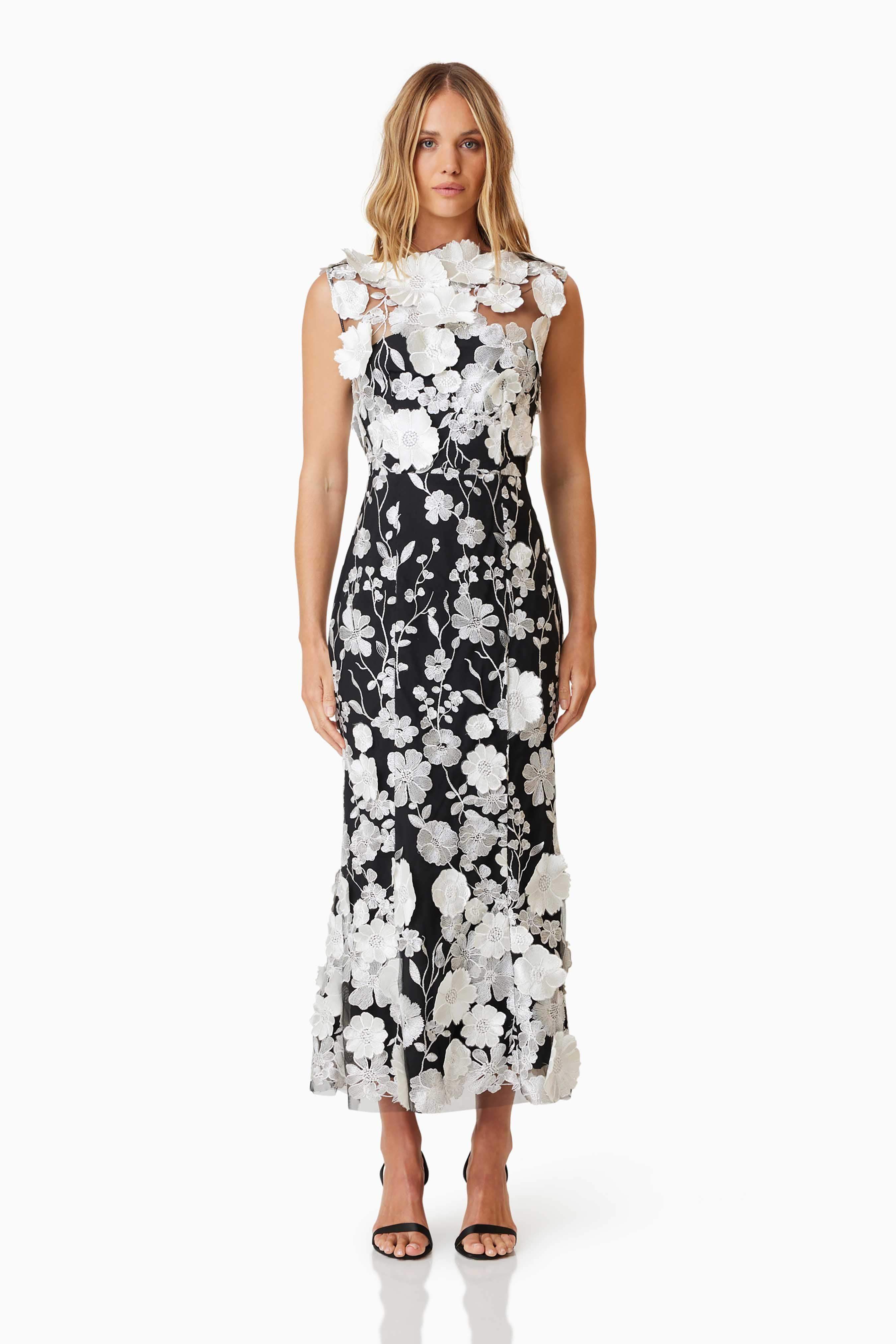 Selene Cocktail Midi Dress Black – Elliatt