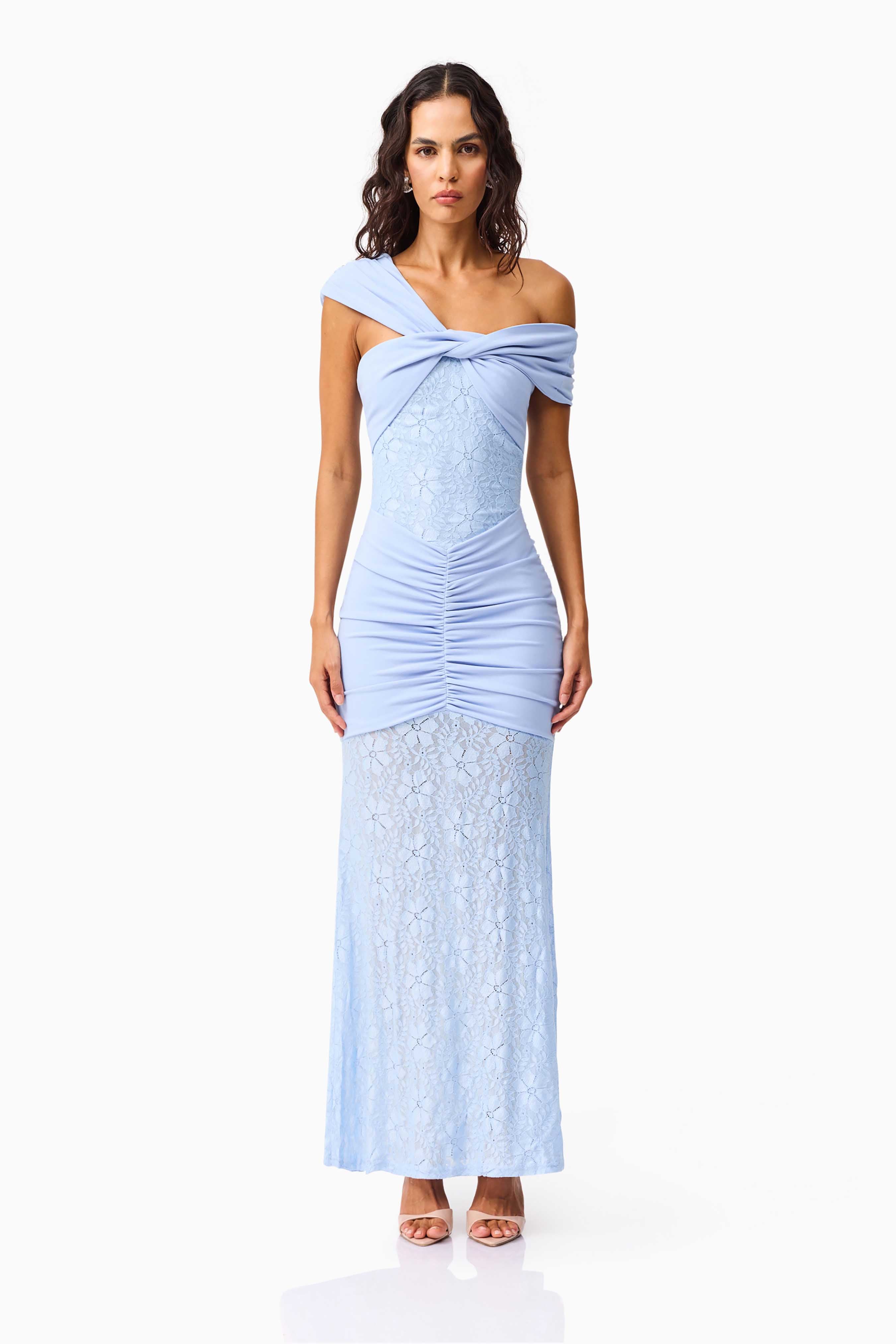 elliatt blue dress Valencia Lace Gown in The soft powder blue 2000s Teal Green Chiffon Size:XS (UK 6) Collection-Spring-Dressy