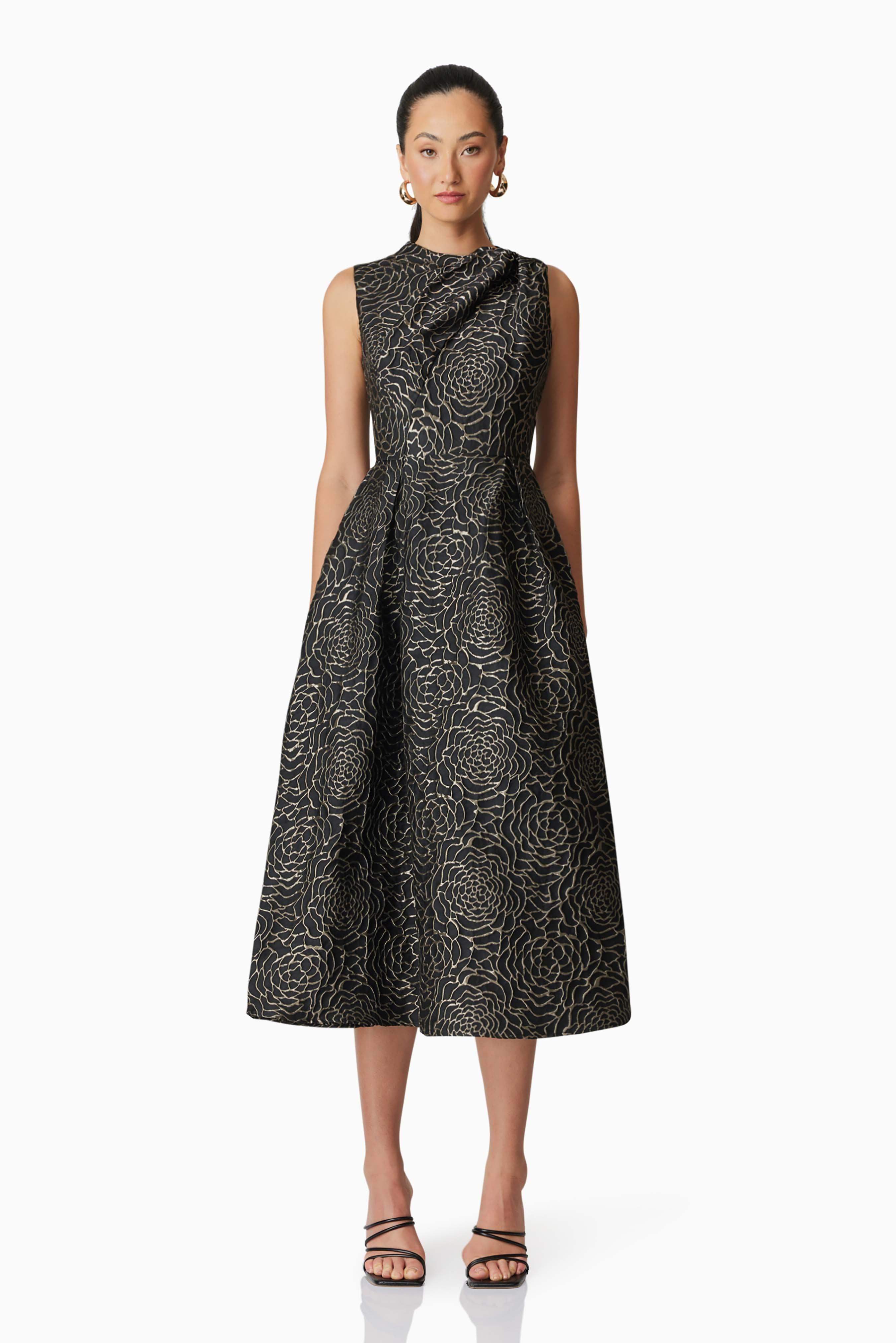 knee length dresses for ladies Deanna Midi Dress in Black