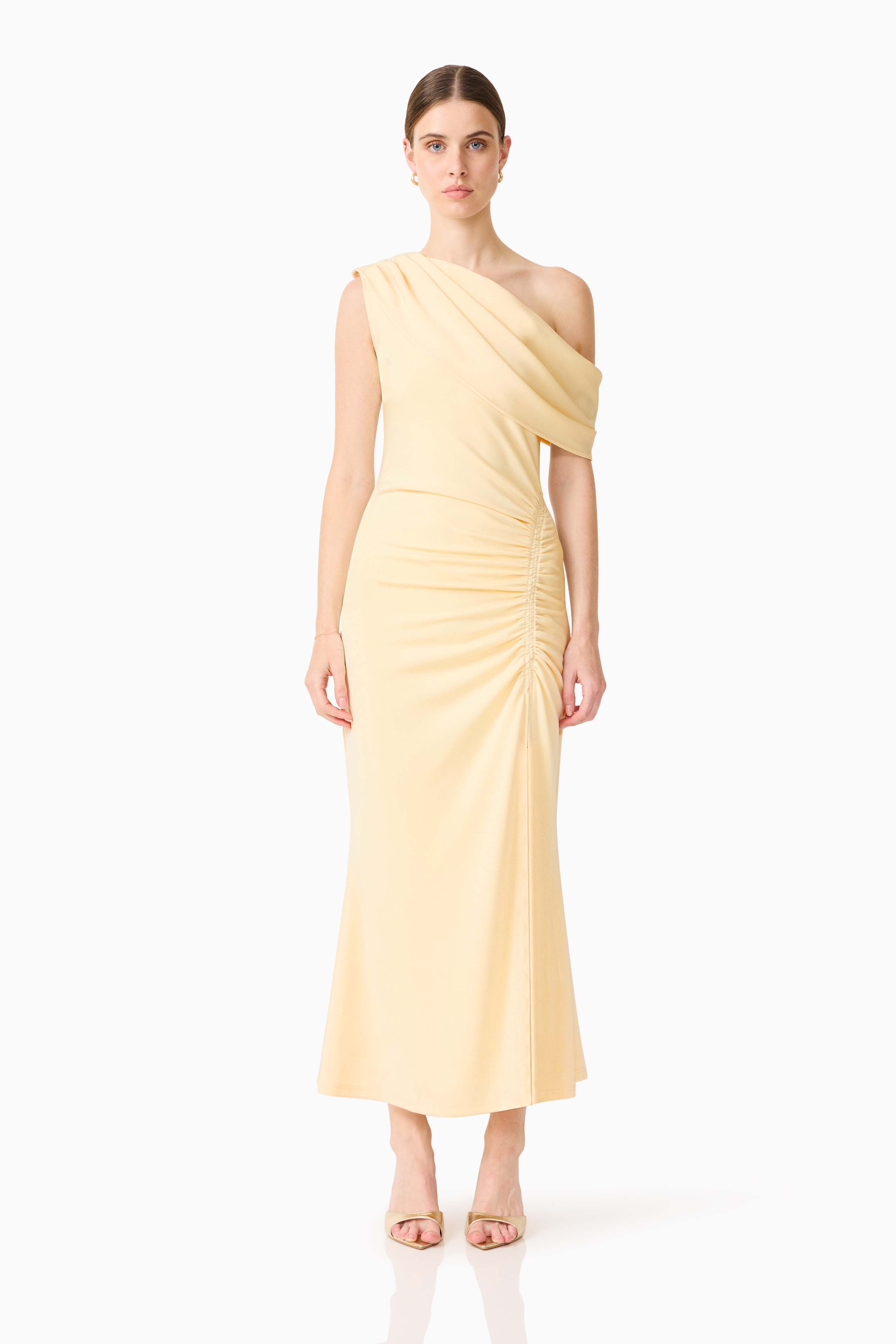 Simone One Shoulder Maxi Dress - Butter Yellow - XL