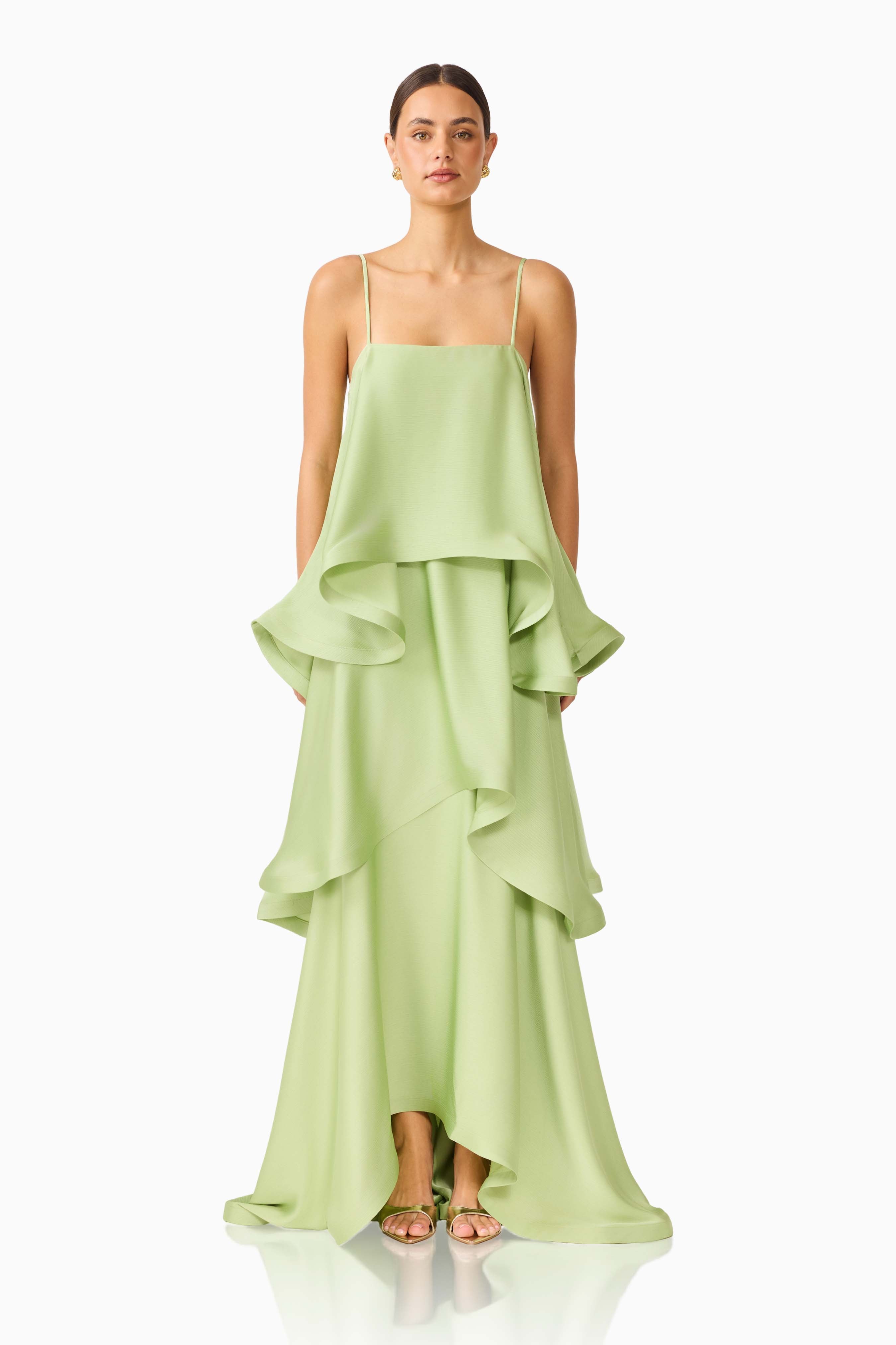 Tilly Tiered Maxi Dress - Sage Green - XXS