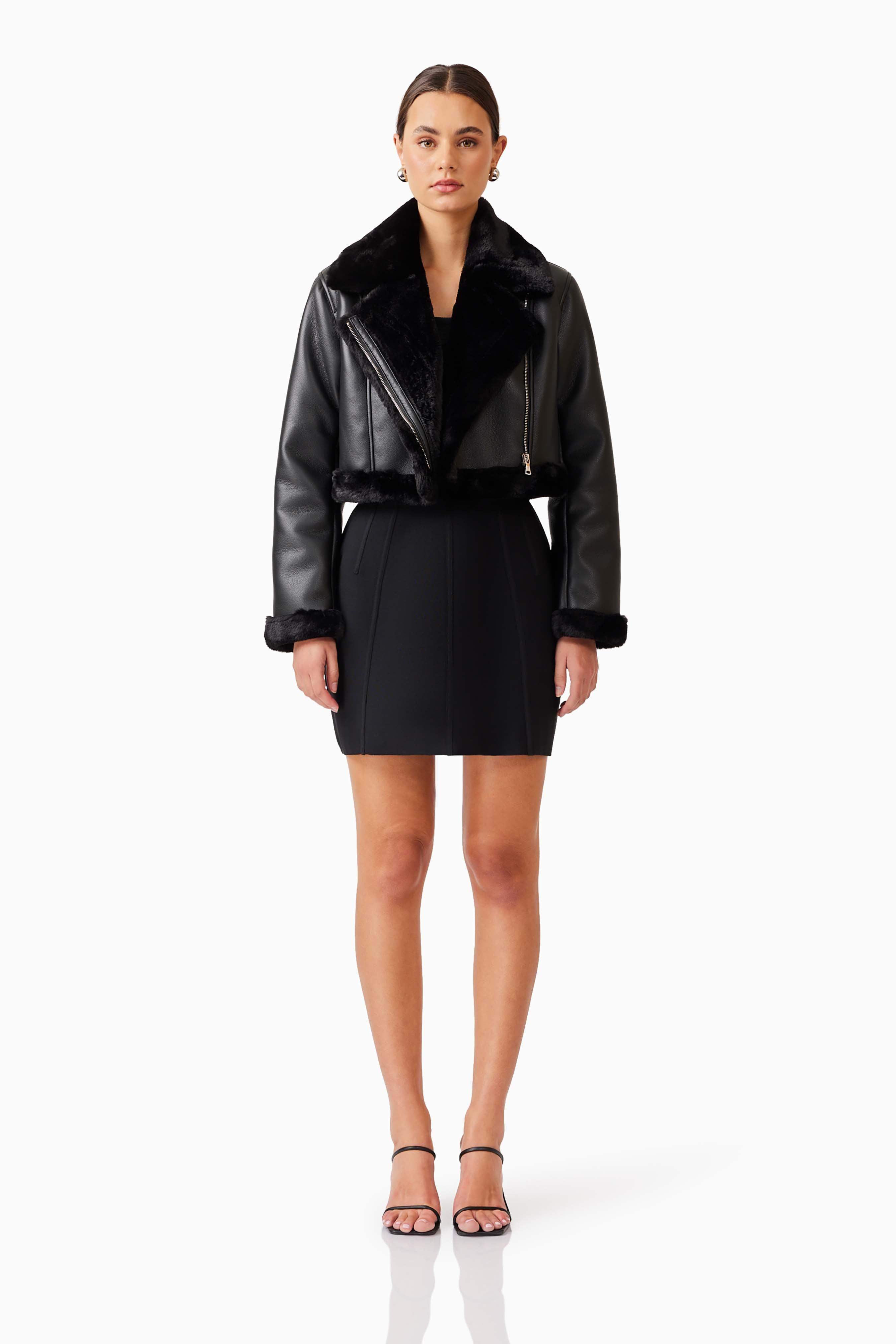 Elliatt Lux Faux Fur Jacket in Black main image 1