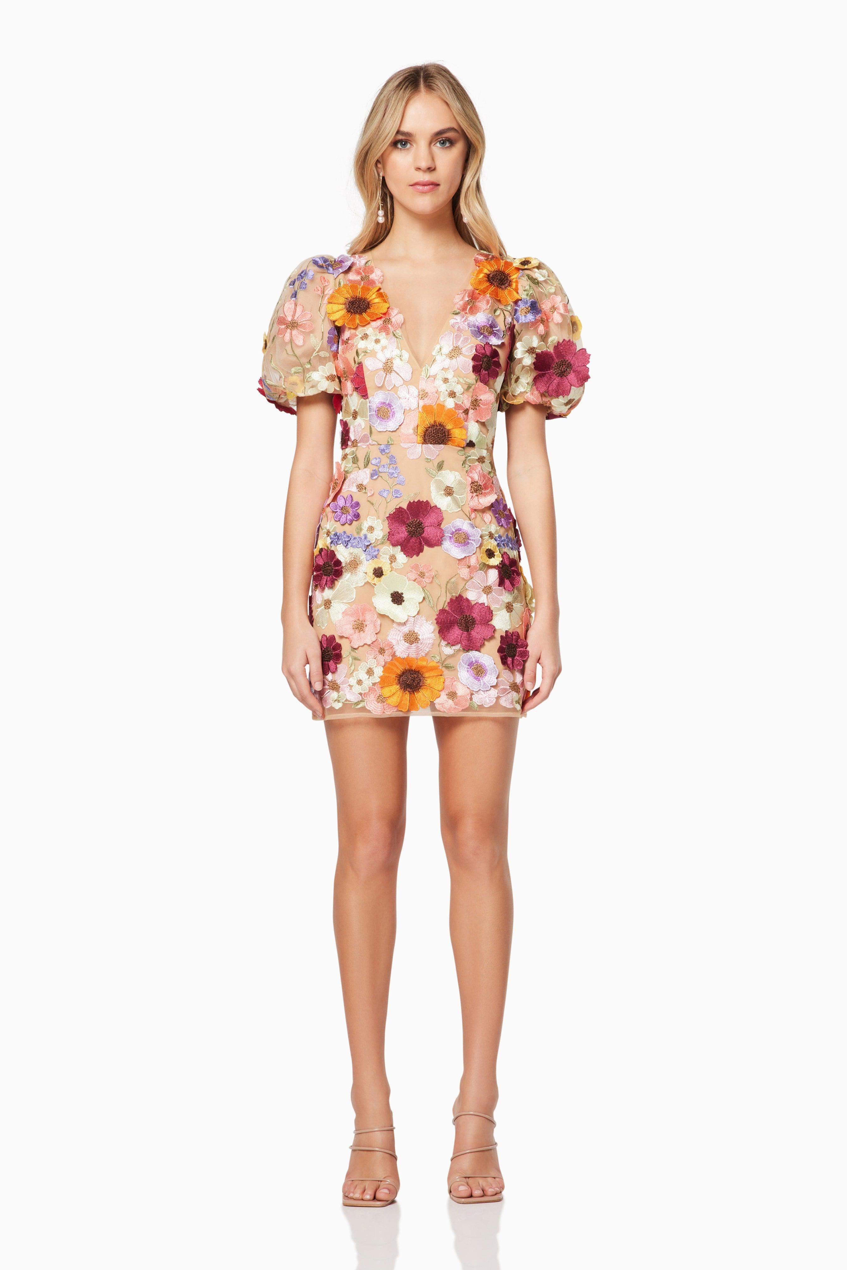 elliatt roseate mini dress Rosalind 3D Floral Mini Dress - Pink - XS