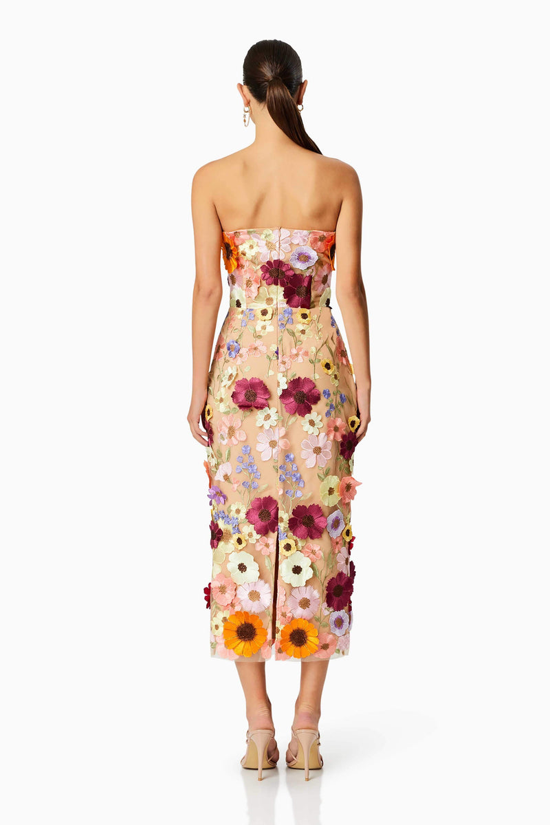Helena Strapless Midi Dress In Pink Elliatt Helena Strapless Midi Dress In Pink Elliatt