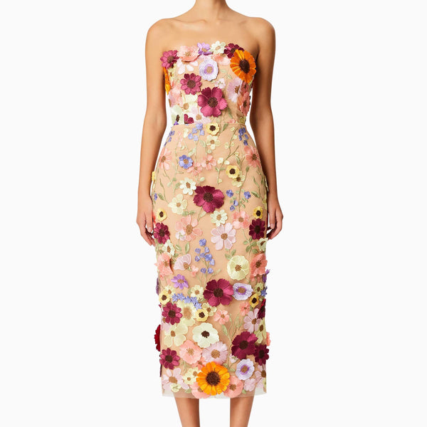 helena strapless midi dress in white Helena Strapless Midi Dress In Pink – Elliatt
