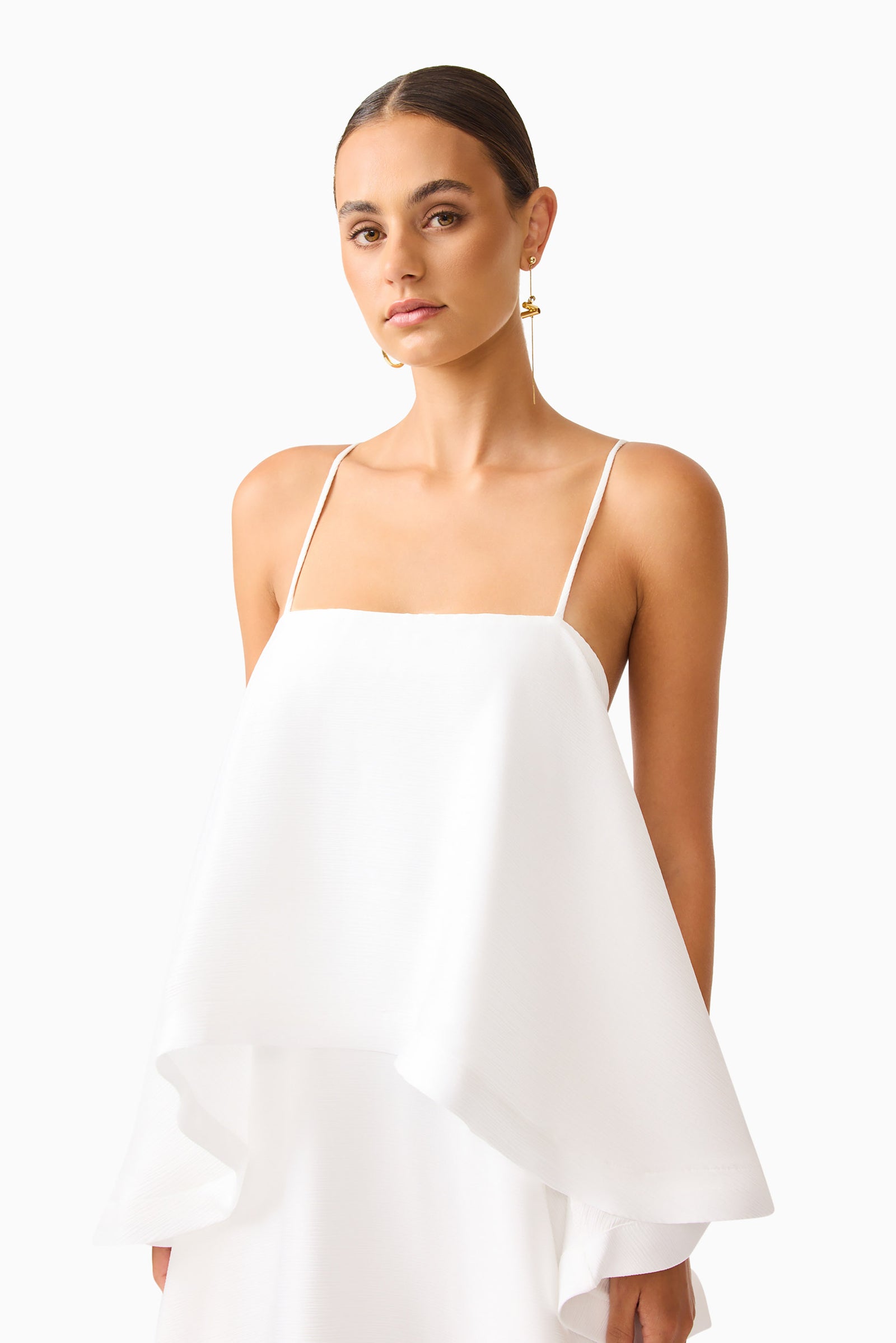 fitted lace wedding dress Tilly Tiered Maxi Dress in White – Elliatt