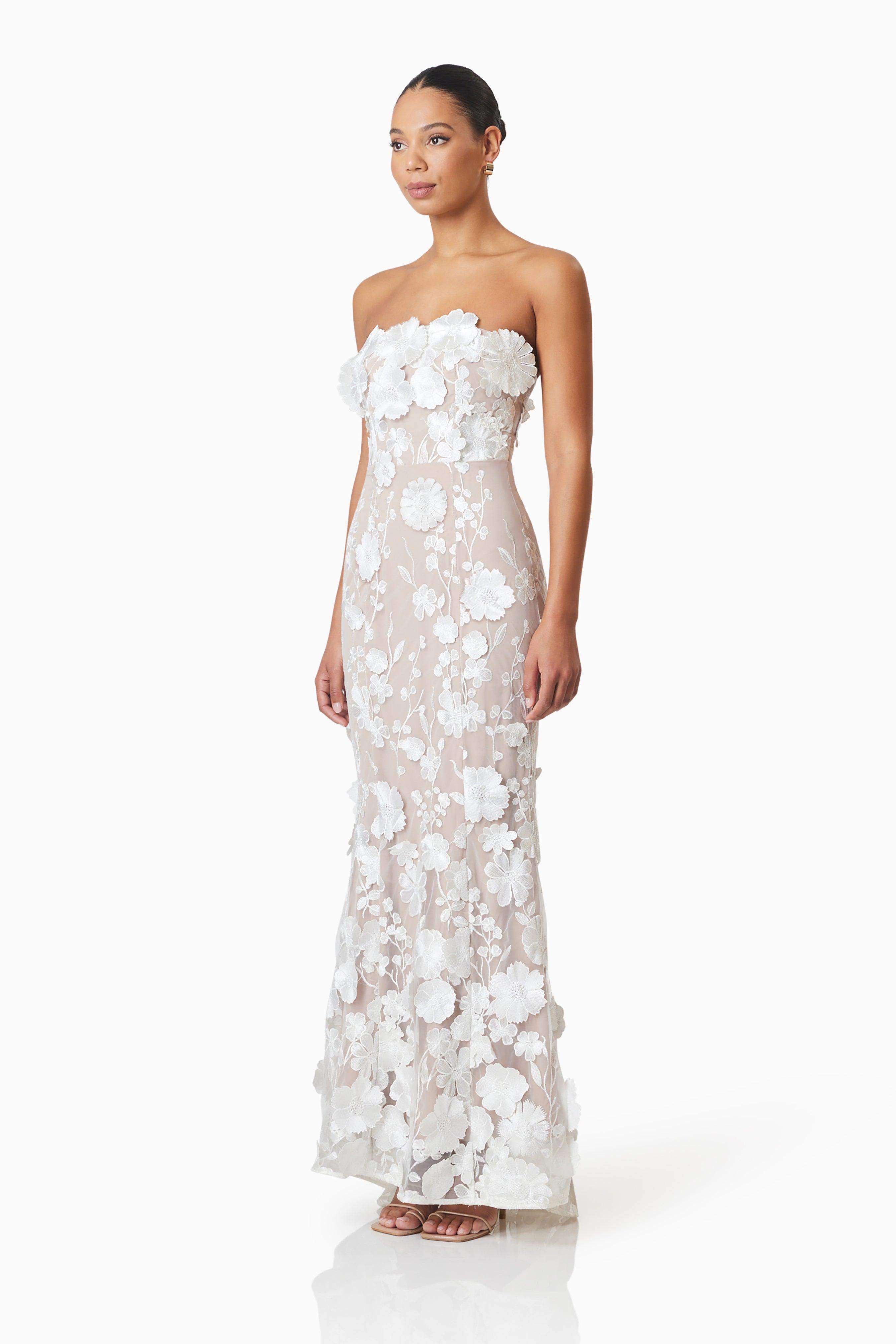 Tiana Floral Maxi Dress in White – Elliatt