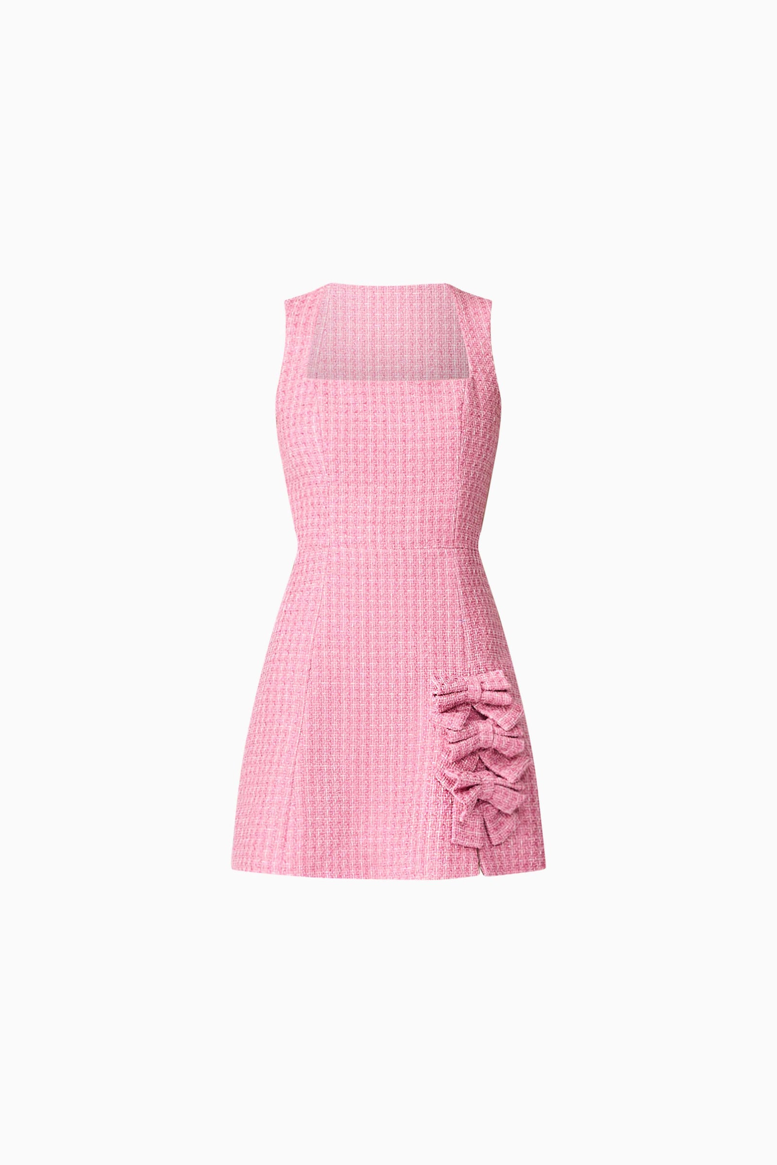 Alia A Line Mini Dress in Pink | Tweed Fabrication Detailing