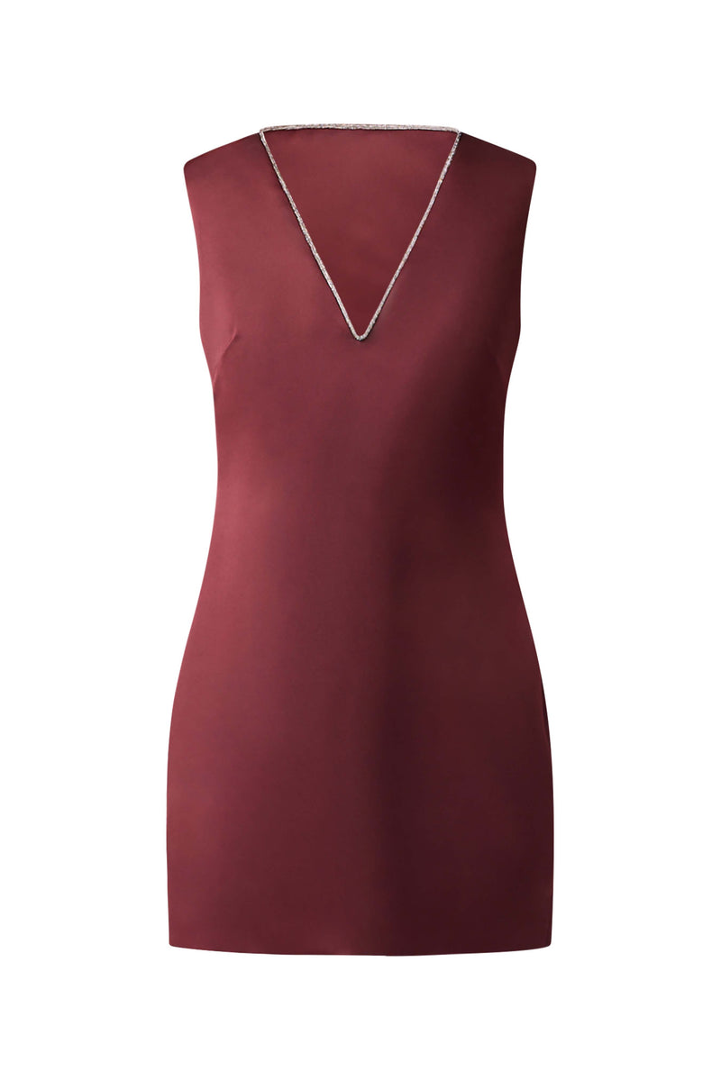 Livia Shift Mini Dress in Burgundy Rhinestone Detail Elliatt Livia Shift Mini Dress in Burgundy Rhinestone Detail Elliatt