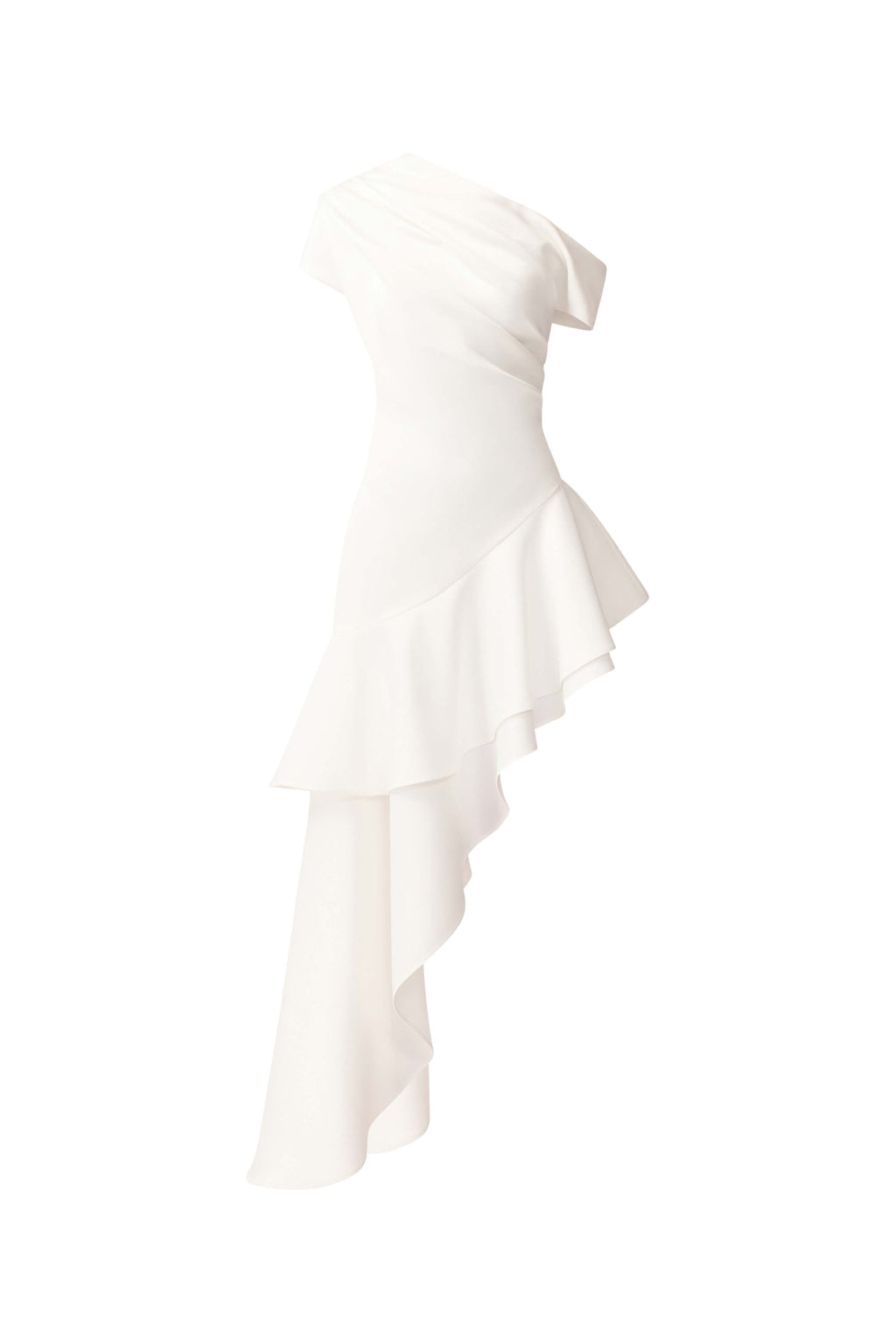 Livia Asymmetrical Gown in White | Structured Satin Silhouette Elliatt Livia Asymmetrical Gown in White | Structured Satin Silhouette Elliatt