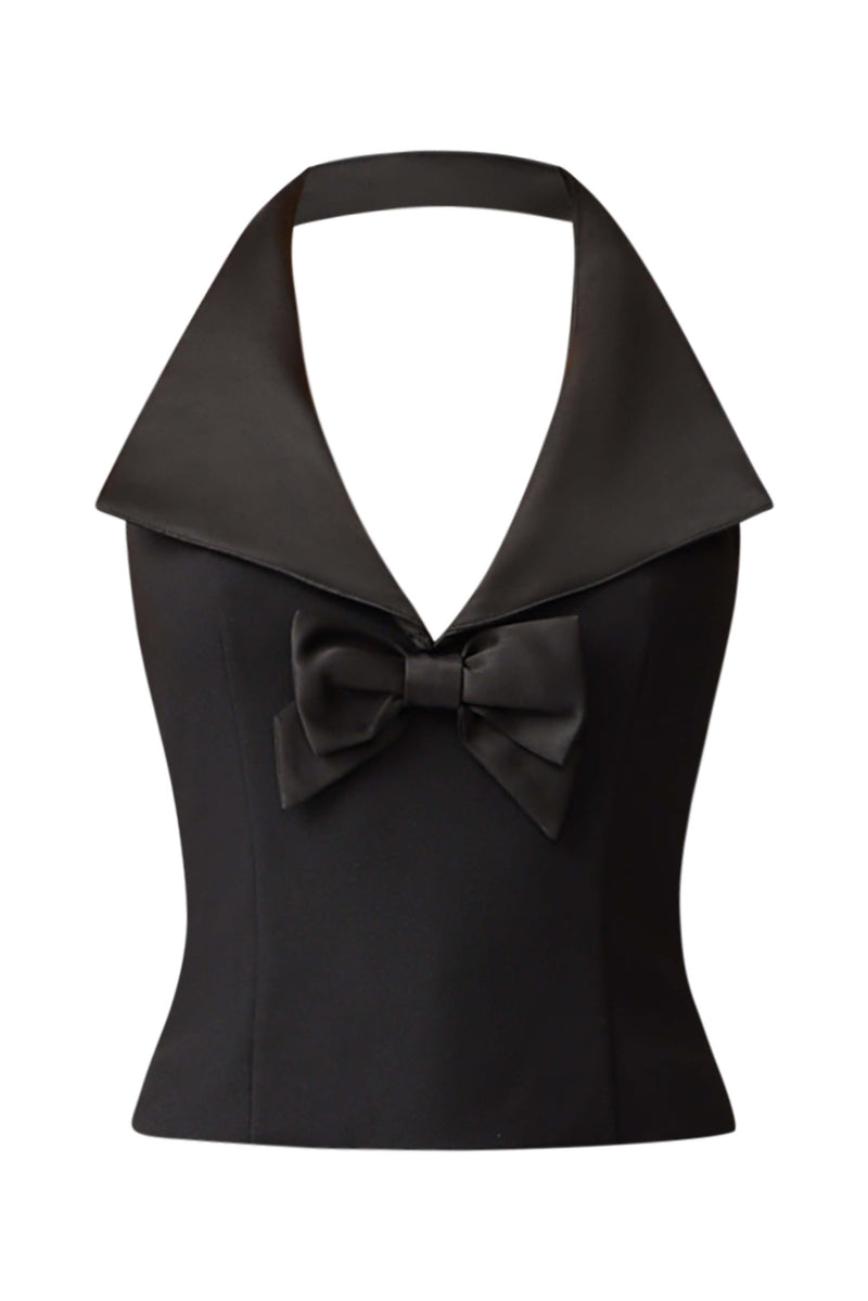 Ruby Halter Top in Black ghost shot