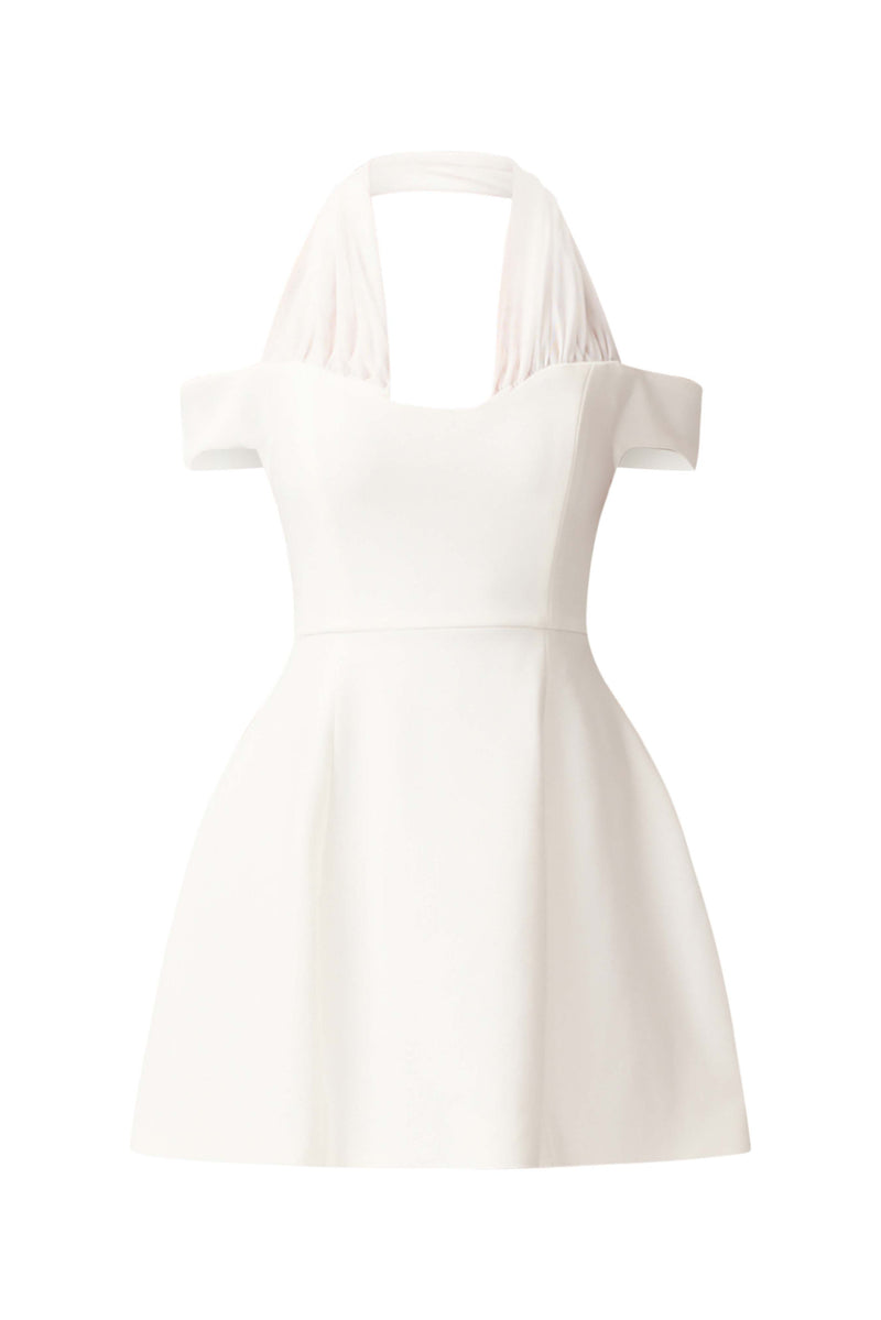 Ruby Halter Mini Dress in White ghost Shot