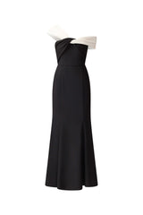 Ruby Off The Shoulder Gown in Black ghost shot