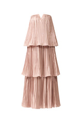 Lison Tiered Strapless Gown in Pink ghost shot