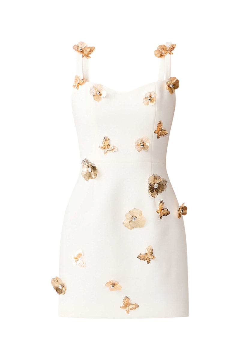 Mira Sweetheart Mini Dress in White ghost shot 