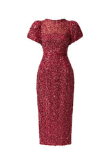 Carmen A-Line Mini Dress in Red ghost shot