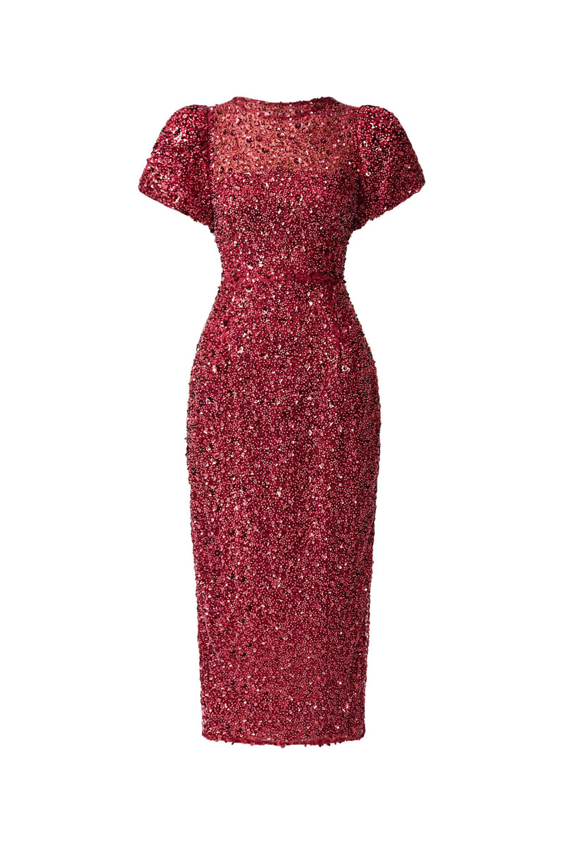 Carmen A-Line Mini Dress in Red ghost shot