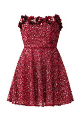 Carmen A-Line Mini Dress in Red ghost shot