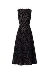 Eris Fit & Flare Midi Dress in Black ghost shot