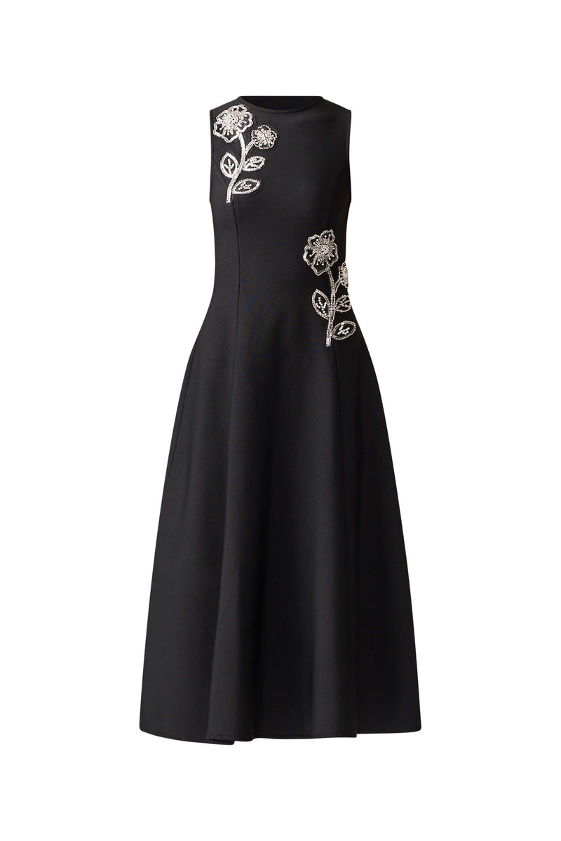 Soleil A-Line Midi Dress in Black ghost Shot