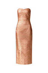 Rhian Strapless Midi Dress in Orange ghost Shot