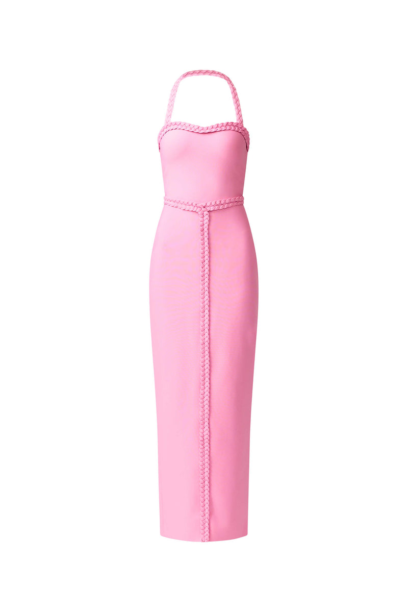 Coralene Halter Gown in Pink ghost shot
