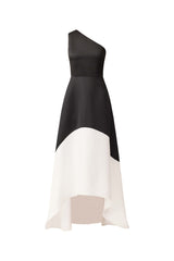 Sorrel One Shoulder Gown in Black & White ghost shot
