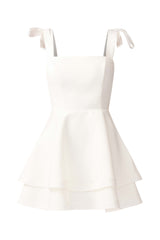 Livia Tiered Mini Dress in White ghost shot