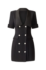 Ruby Short Sleeve Blazer Dress in Black ghost shot