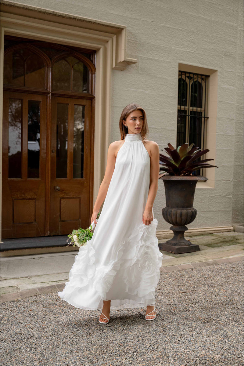 Evelin Halter Gown in White