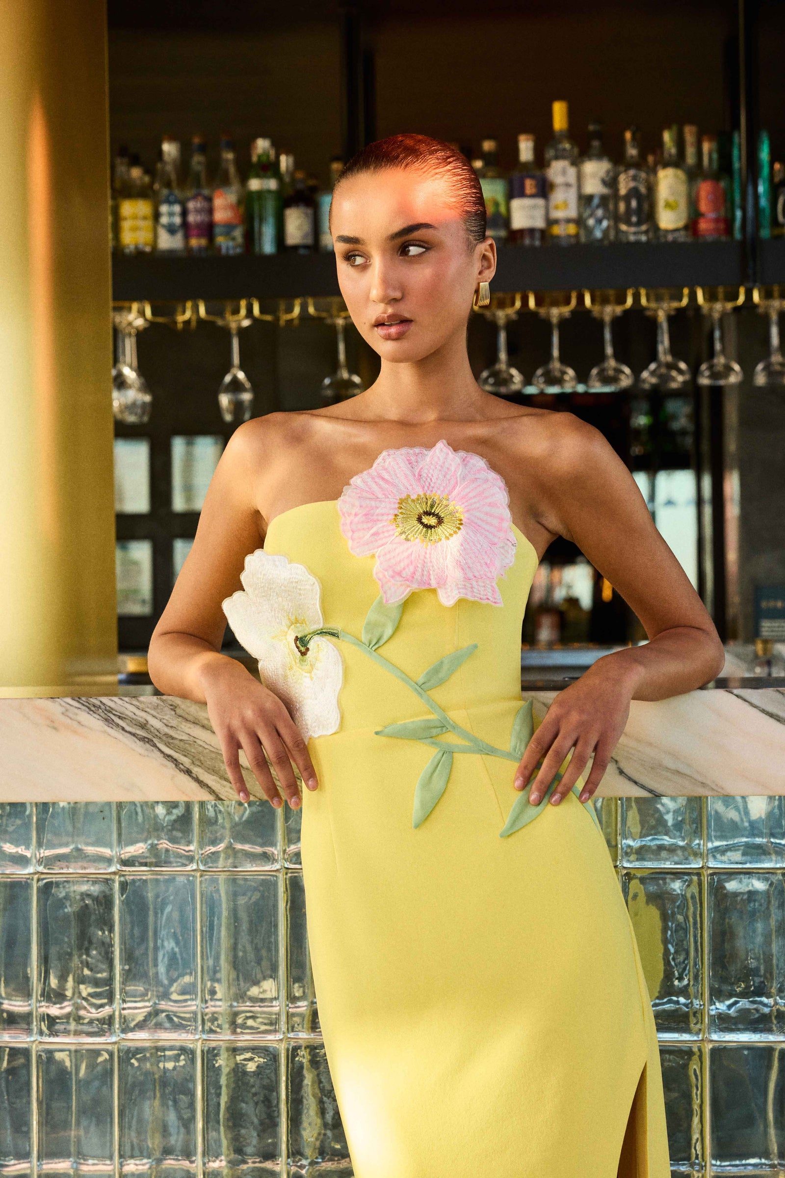 Hope Strapless Midi Dress in Yellow Hope Strapless Midi Dress in Yellow