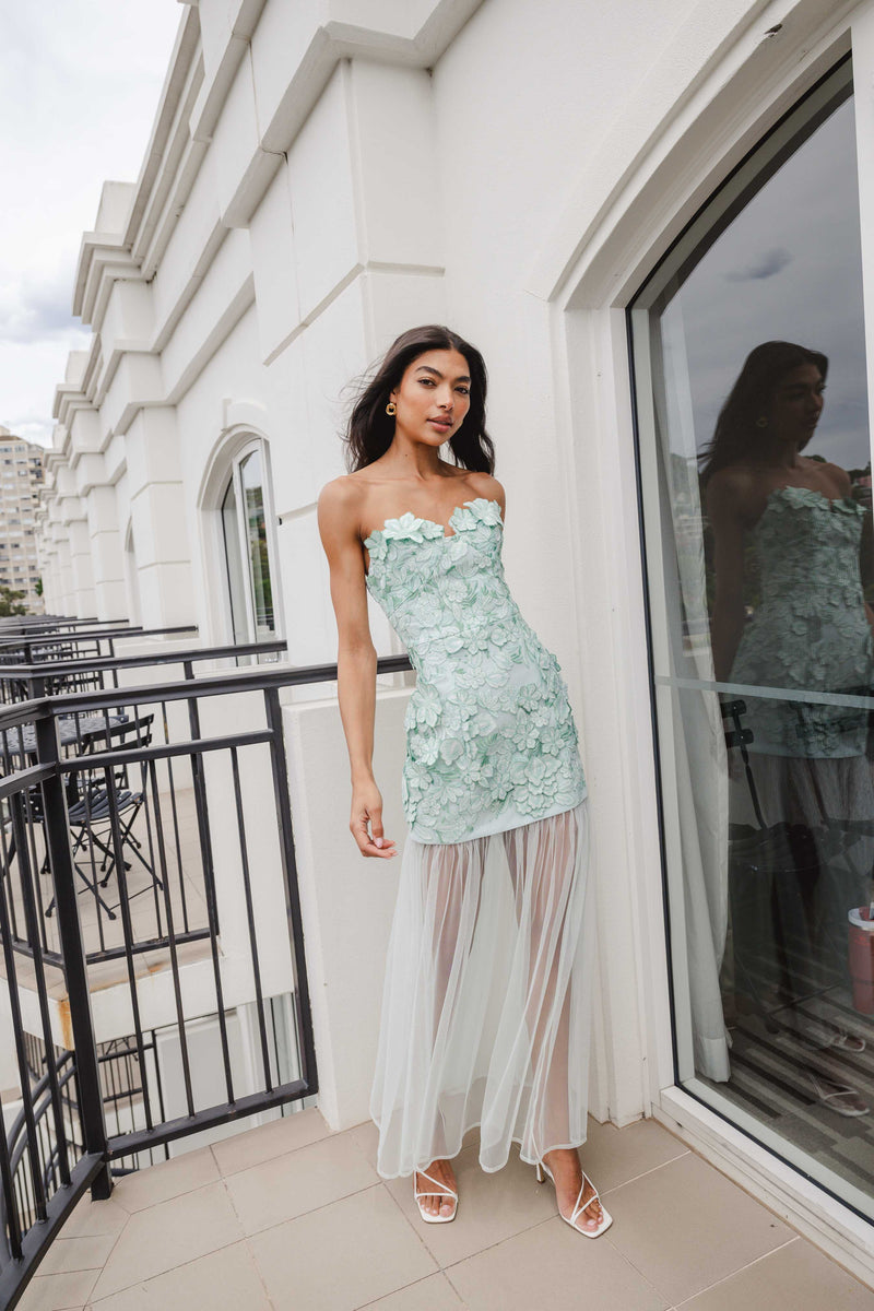Roseate Strapless Maxi Dress in Mint Green – Elliatt