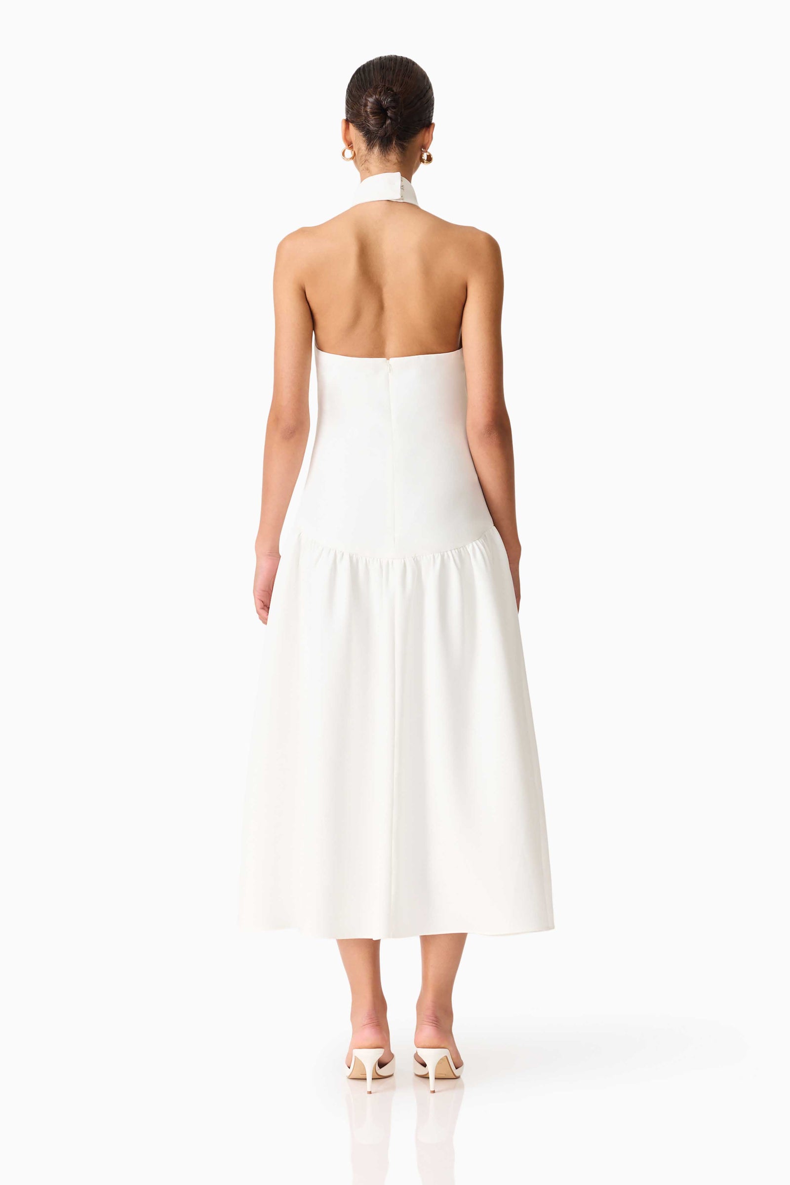 Nolana Halter Midi Dress in White – Elliatt