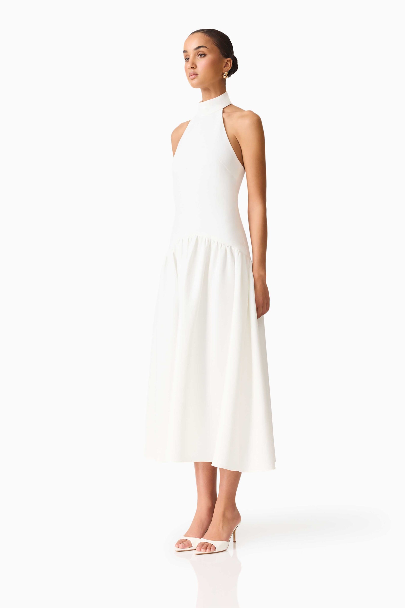 halter white midi dress Nolana Halter Midi Dress in White – Elliatt