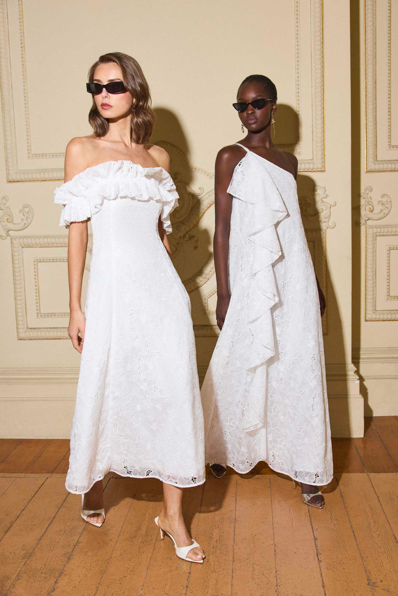 CURAAE Elen Off Shoulder Midi Dress - White - L