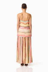 CURAAE Zala Maxi Dress in Striped Multi with a back zipper back shot