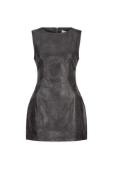 CURAAE Gigi Mini Vegan Leather Square Neck Slim Mini Dress In Chestnut product shot