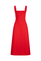 CURAEE Mia Midi Dress In Cherry Red