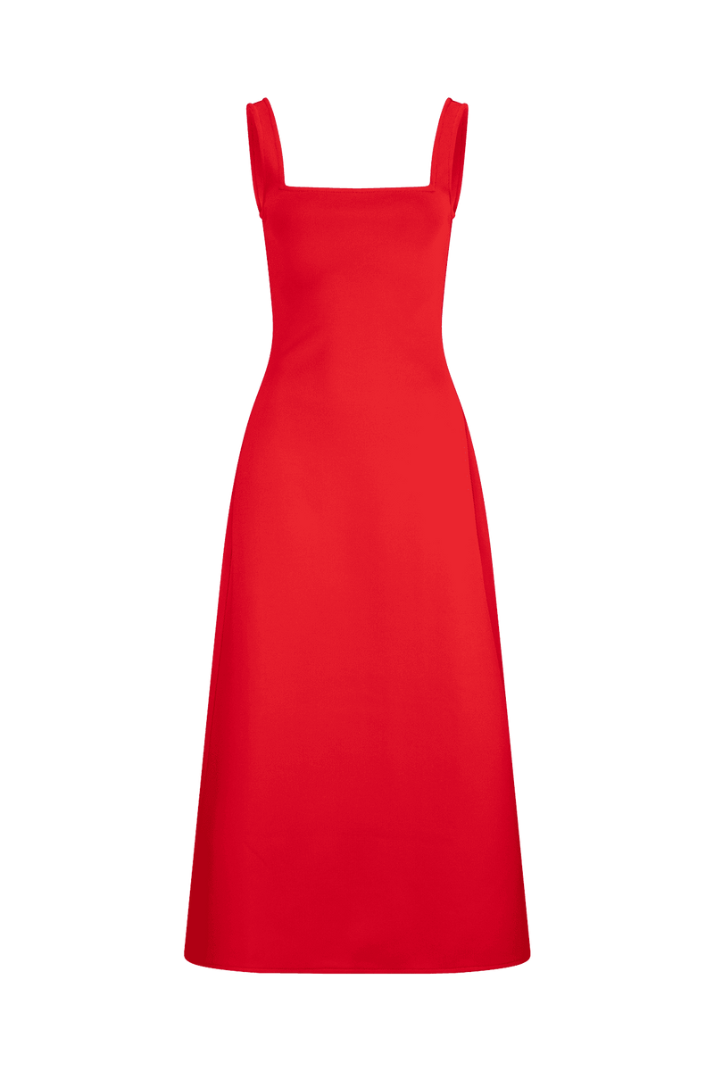 CURAAE Mia Midi Dress In Cherry Red Elliatt CURAAE Mia Midi Dress In Cherry Red Elliatt