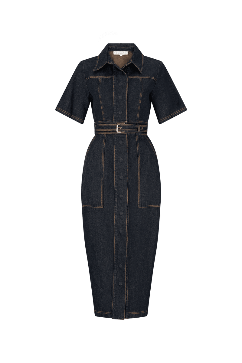 CURAAE Elysia Midi Shirt Belt Denim Dress Elliatt CURAAE Elysia Midi Shirt Belt Denim Dress Elliatt