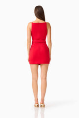 CURAAE Aris Mini Dress in Red with Invisible Zipper Back Shot