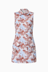 CURAAE Bloomette Shift Mini Dress in Brown and Blue Floral ghost image
