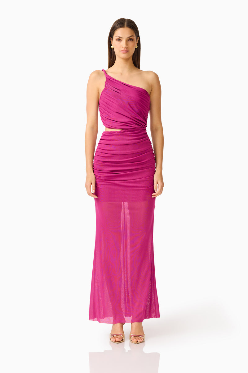 azura off the shoulder maxi dress pink CURAAE One in Magenta – Elliatt Size:UK28 Center Back Zipper Cobb Salad Dressing Premium stretch jersey