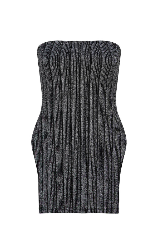 CURAAE Liberty Strapless Top in Black ghost imagery
