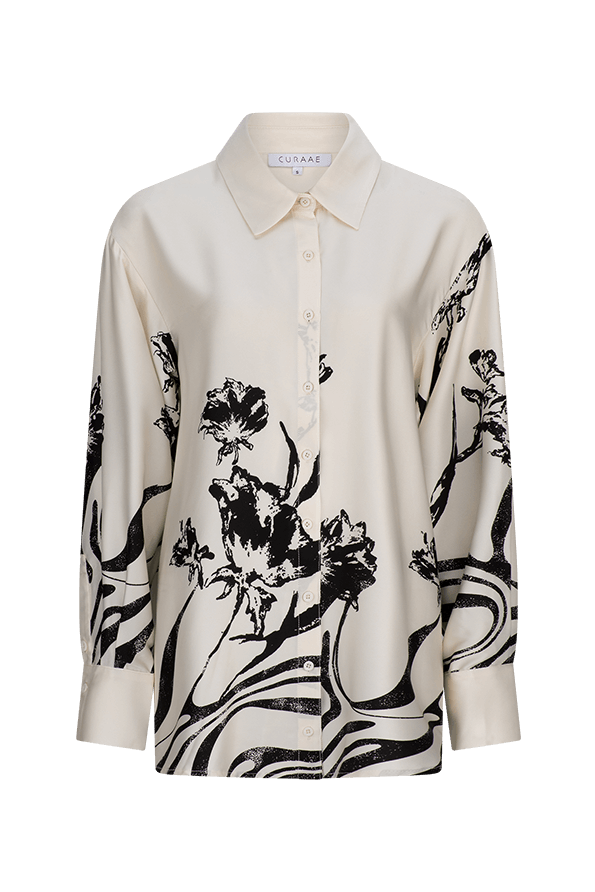 CURAAE Cannes Shirt in White and Black Ghost Imagery