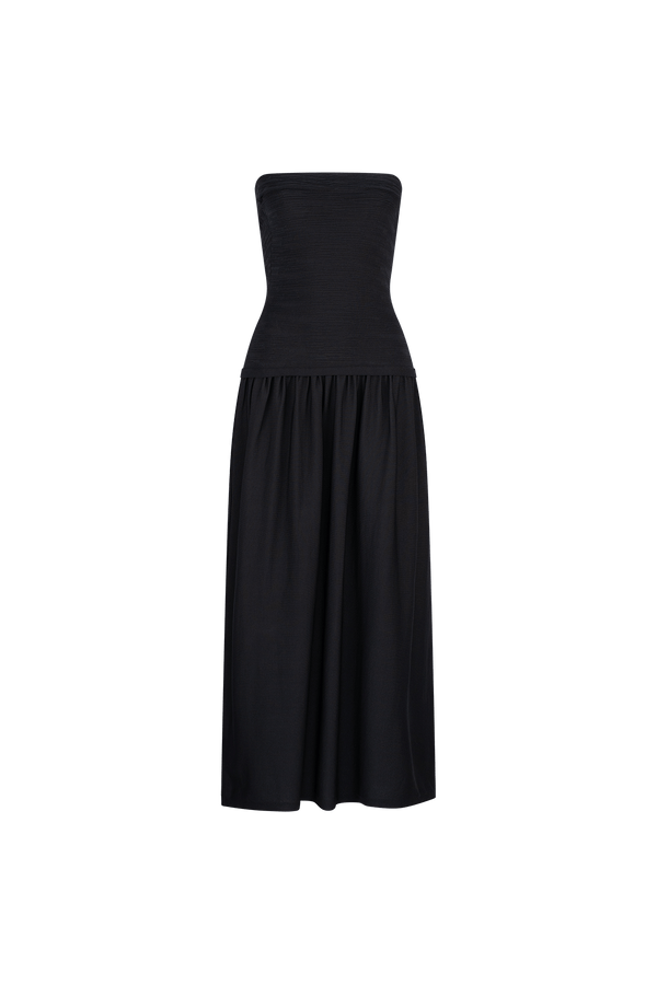 CURAAE Lex Strapless Maxi Dress in Black ghost imagery