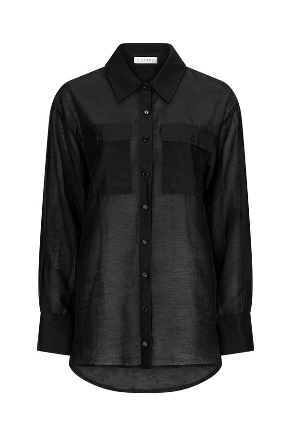 CURAAE Vincent Long Sleeve Shirt in Black ghost imagery